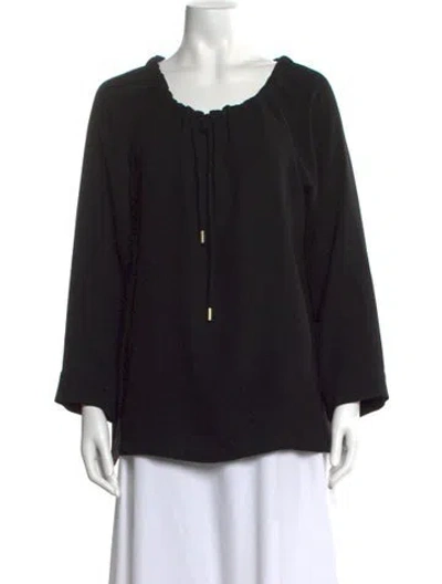 Pre-owned Max Mara Scoop Neck Three-quarter Sleeve Blouse In Black