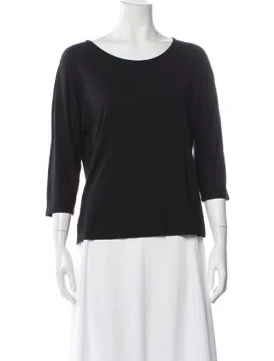 Pre-owned Max Mara Scoop Neck Three-quarter Sleeve Top In Black
