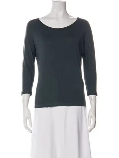 Pre-owned Max Mara Scoop Neck Three-quarter Sleeve Top In Green