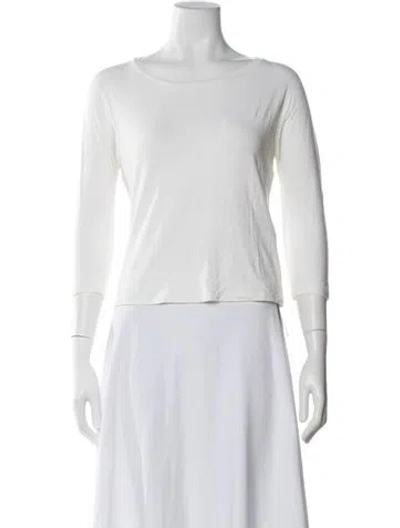 Pre-owned Max Mara Scoop Neck Three-quarter Sleeve Top In Neutral