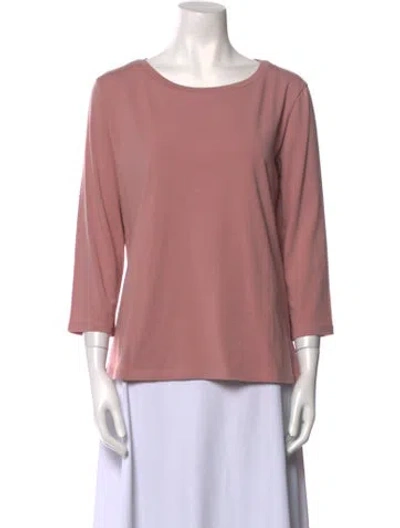 Pre-owned Max Mara Scoop Neck Three-quarter Sleeve Top In Pink