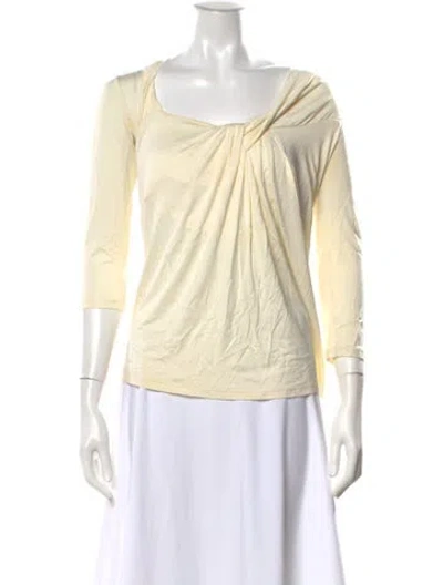 Pre-owned Max Mara Scoop Neck Three-quarter Sleeve Top In Yellow