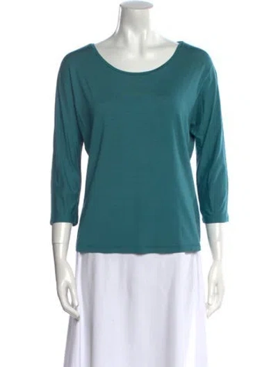 Pre-owned Max Mara Scoop Neck Three-quarter Sleeve T-shirt In Blue
