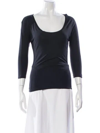 Pre-owned Max Mara Scoop Neck Three-quarter Sleeve T-shirt In Blue