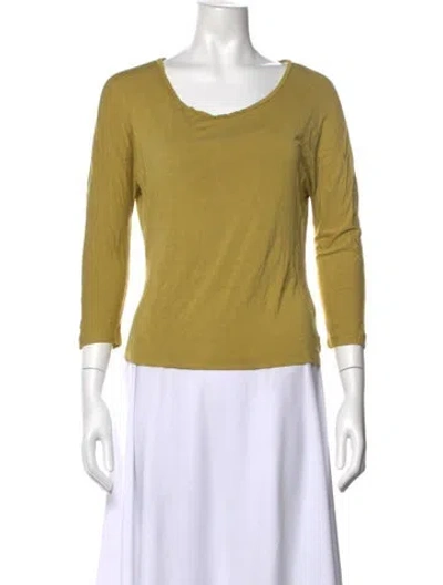 Pre-owned Max Mara Scoop Neck Three-quarter Sleeve T-shirt In Green
