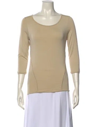 Pre-owned Max Mara Scoop Neck Three-quarter Sleeve T-shirt In Neutral
