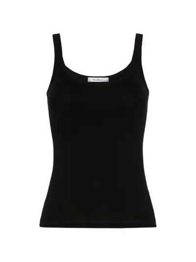 Max Mara Scoop-neck Ribbed-knit Top In Black