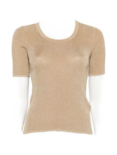 Max Mara Scoop-neck T-shirt In Brown