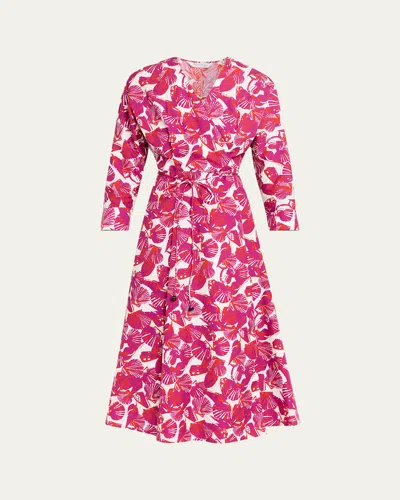 Max Mara Seashell-print Faux Wrap Midi Dress In Multi