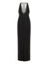 Max Mara Sophisticated Evening Dress With Deep V-neckline And Embellished Back In 黑色