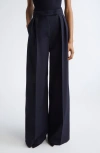 Max Mara Secolo Pleated Wool Blend Seersucker Pants In Blue