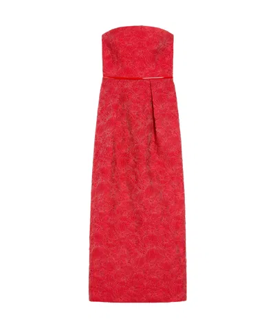 Max Mara Seersucker Corset Dress In Red