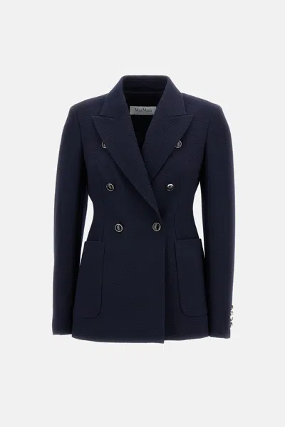 Max Mara Seersuker Blazer In Blue