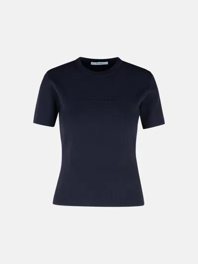 Max Mara 'segale' Black Viscose Blend T-shirt In Blue