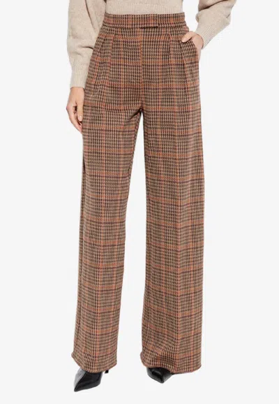 Max Mara Seggio Glen Check Tailored Pants In Brown