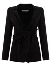 Max Mara Cady Jacket With Sash In Black
