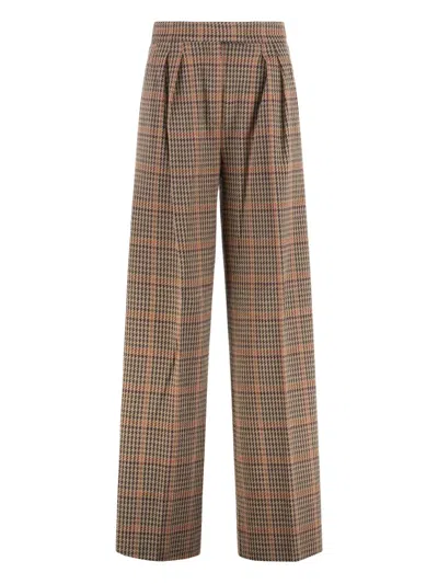 Max Mara Seggio Pleated Prince-of-wales Trousers In Brown