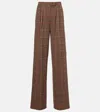 Max Mara Seggio Wool And Cotton Jersey Wide-leg Pants In Brown