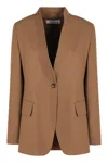 Max Mara Segnale Single-breasted One Button Jacket In Brown