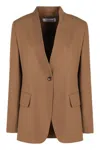 Max Mara Segnale Single-breasted One Button Jacket In Brown