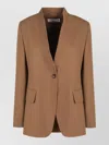 Max Mara Segnale Single Breasted Tailored One Button Jacket In Brown