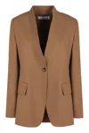 Max Mara Segnale Single Breasted Tailored One Button Jacket In Brown