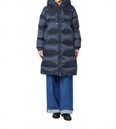 Max Mara Sei Quilted Midi Down Coat In Midnight Blue