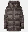 Max Mara Quilted Down Coat With Hood And Front Zipper Closure In Gray