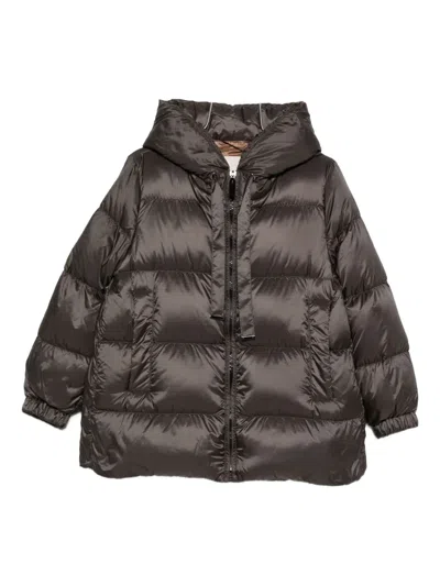 Max Mara Seia Hooded Quilted Coat In Gray