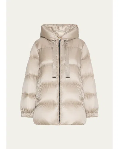 Max Mara Seia Hooded Water-resistant Down Jacket In Neutral