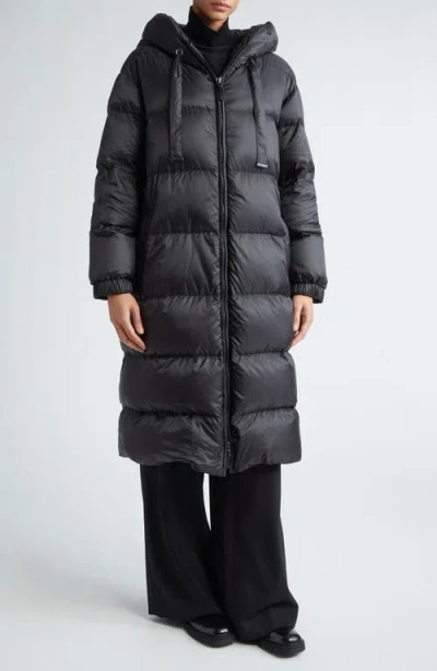 Max Mara Seipa Hooded Down Coat In Black