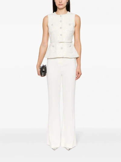 Max Mara Self Portrait Sequin Boucle Jumpsuit Cream In White