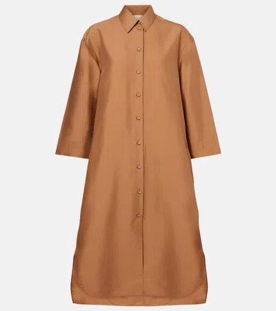 Max Mara Sella Cotton-blend Shirt Dress In Brown