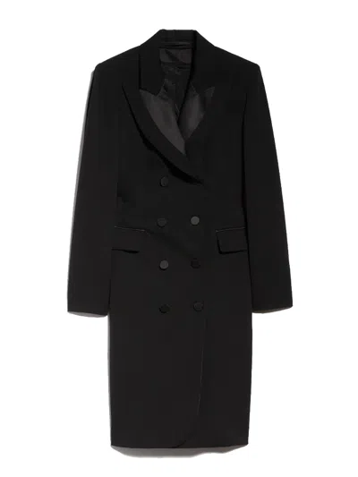 Max Mara Robe Manteau Dress In Wool In Black