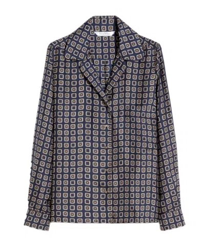 Max Mara Semi-fitted Printed Silk Shirt - Ultramarine In Blue