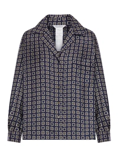 Max Mara Maxmara Mxmdisco Semi Fitted Printed Silk Shirt In Black