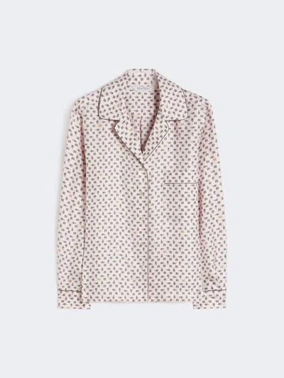 Max Mara Semi-fitted Printed Silk Shirt In Pink
