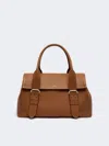 Max Mara Semi-glossy Leather Archetipo Handbag In Brown