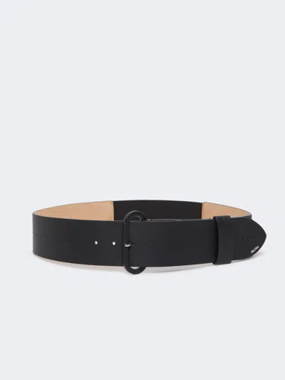Max Mara Semi-glossy Leather Belt In Black