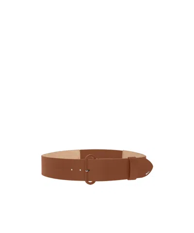 Max Mara Semi-glossy Leather Belt In Brown
