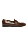 Max Mara Semi-glossy Leather Moccasins In Brown