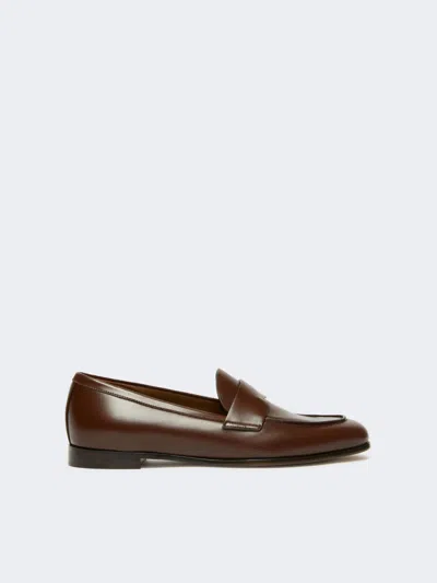 MAX MARA SEMI-GLOSSY LEATHER MOCCASINS