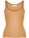 Max Mara Semi-sheer Fine-ribbed Top In Brown