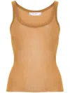 Max Mara Semi-sheer Fine-ribbed Top In Brown