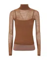 Max Mara Semi-sheer High-neck Jumper In Brown