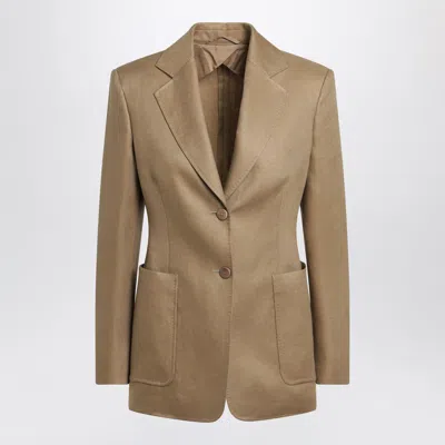 Max Mara Semi-fitted Single-breasted Blazer In Beige Linen In Brown