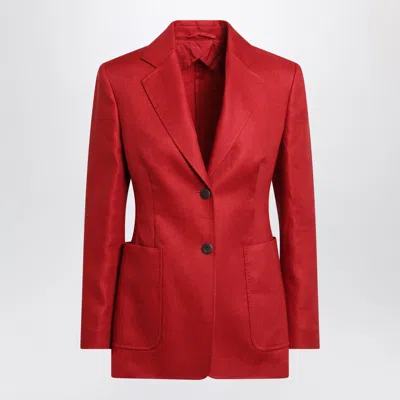 MAX MARA MAX MARA SEMI-FITTED SINGLE-BREASTED BLAZER IN RED LINEN