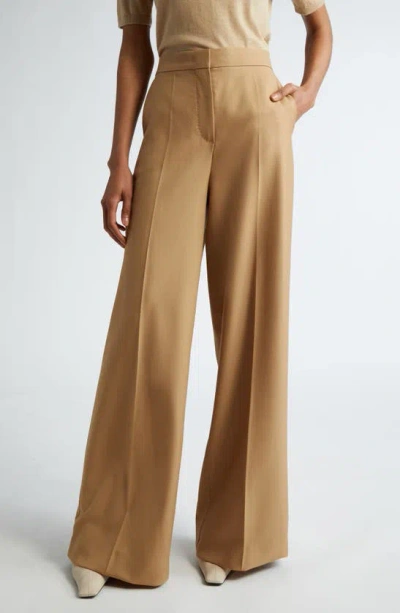 Max Mara Senna Virgin Wool Wide Leg Trousers In Honey