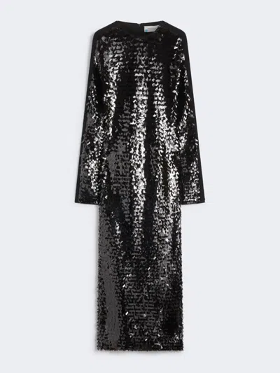 Max Mara Sequin-adorned Jersey Dress In Black