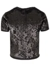 Max Mara Sequin Crewneck Top In Black
